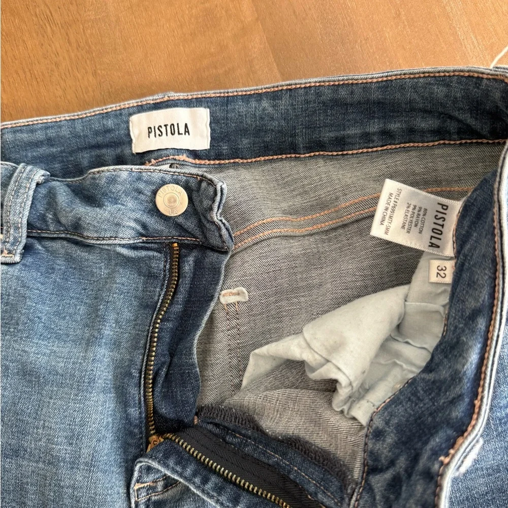 Pistola Straight Ripped Classic Blue Denim Jeans Sz 32 - Picture 3 of 3